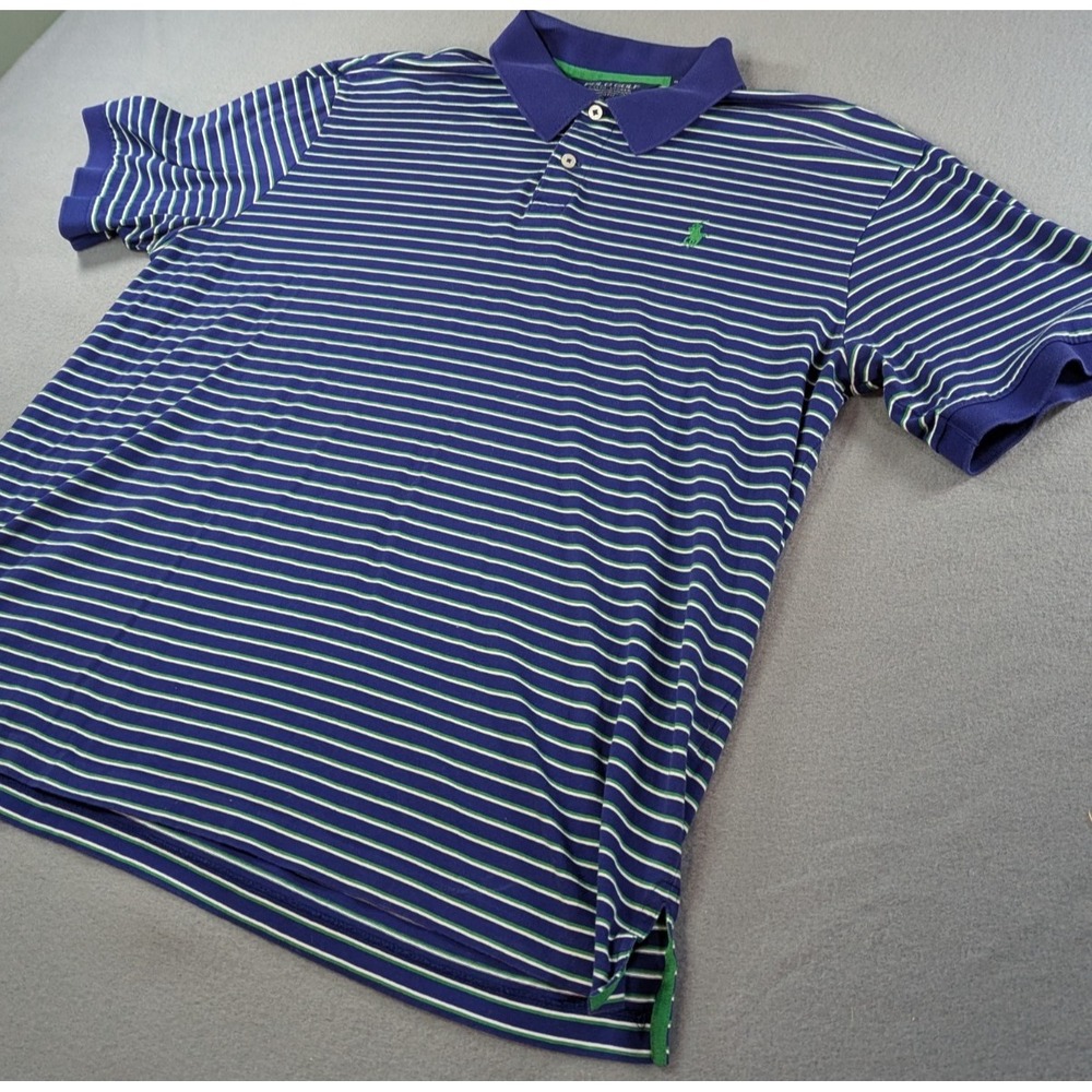 Polo Golf Ralph Lauren Mens XL Pro Fit Pima Cotton Striped Polo Blue Green Shirt